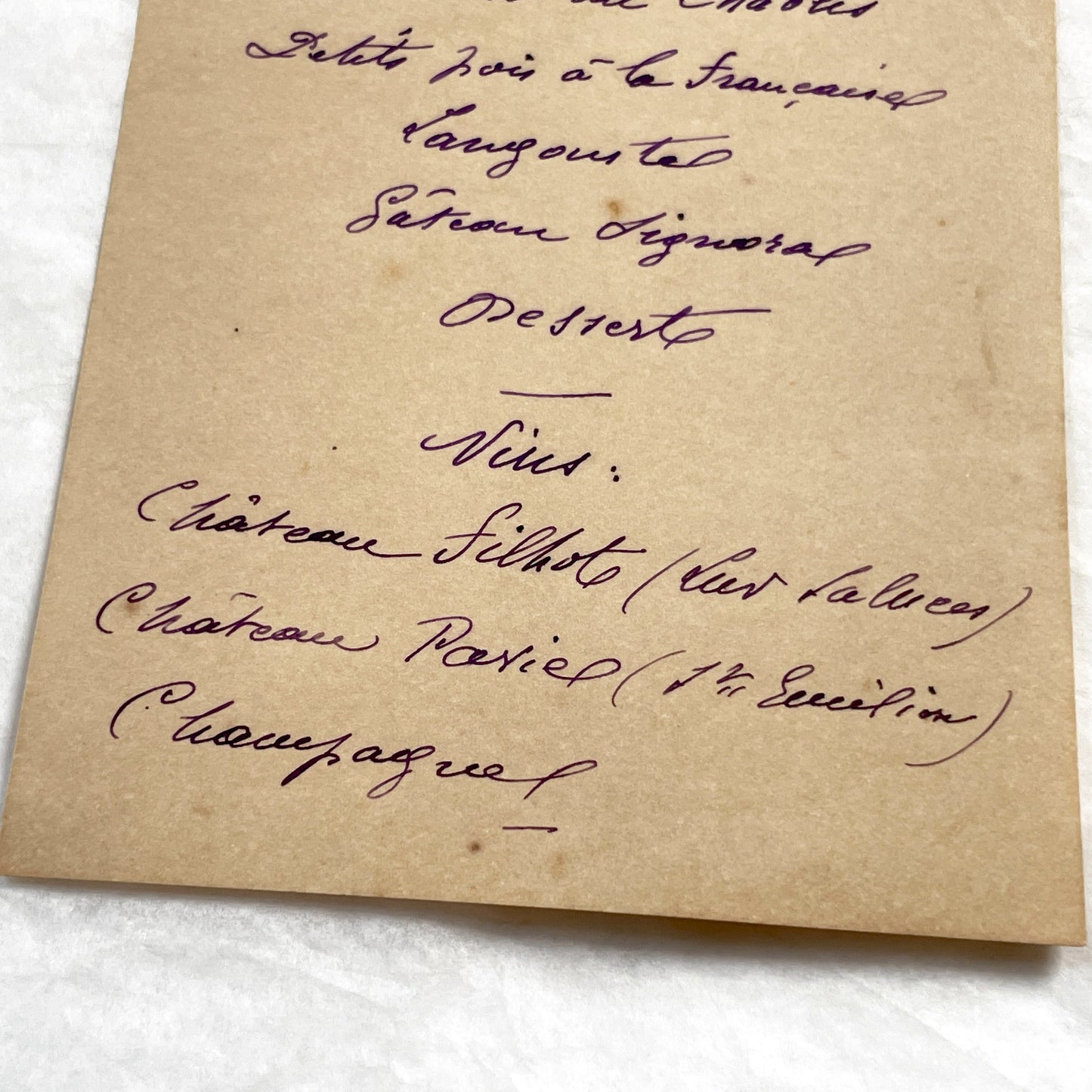 1910s - Historic Handwritten French Dinner Menu from 1914 - Elegant Culinary Document from France - Classic French Cuisine - Vintage Dining