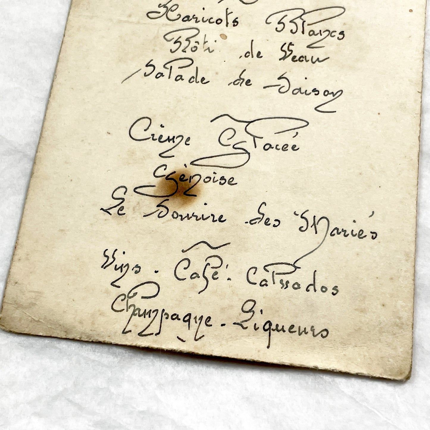 1910s - French Handwritten Menu - Vintage Restaurant Dining Card - Elegant Cuisine Déjeuner and Dîner Dishes - Historical Food Document
