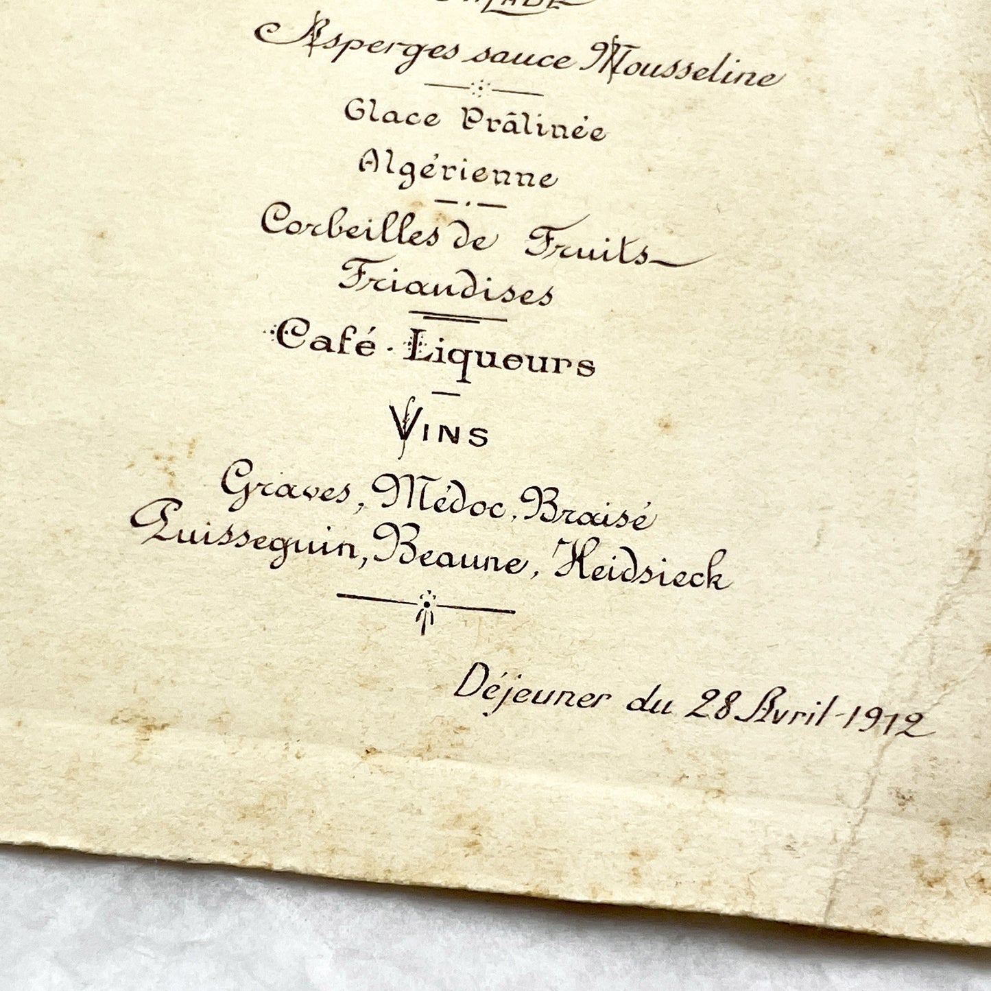 1910s - Large French Restaurant Menu Chandivert 1912 - Fine Dining Culinary Souvenir from Hôtel de Than - Elegant Ephemera