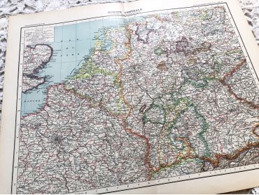 Large vintage map of North West Central Europe from a French atlas of the 1910s