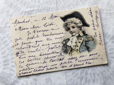 French postcard representing a young child dressed as an officer of the 19th century - 1900s