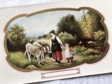 Belgium embossed postcard representing a countryside scene with a mother and her child - 1910s