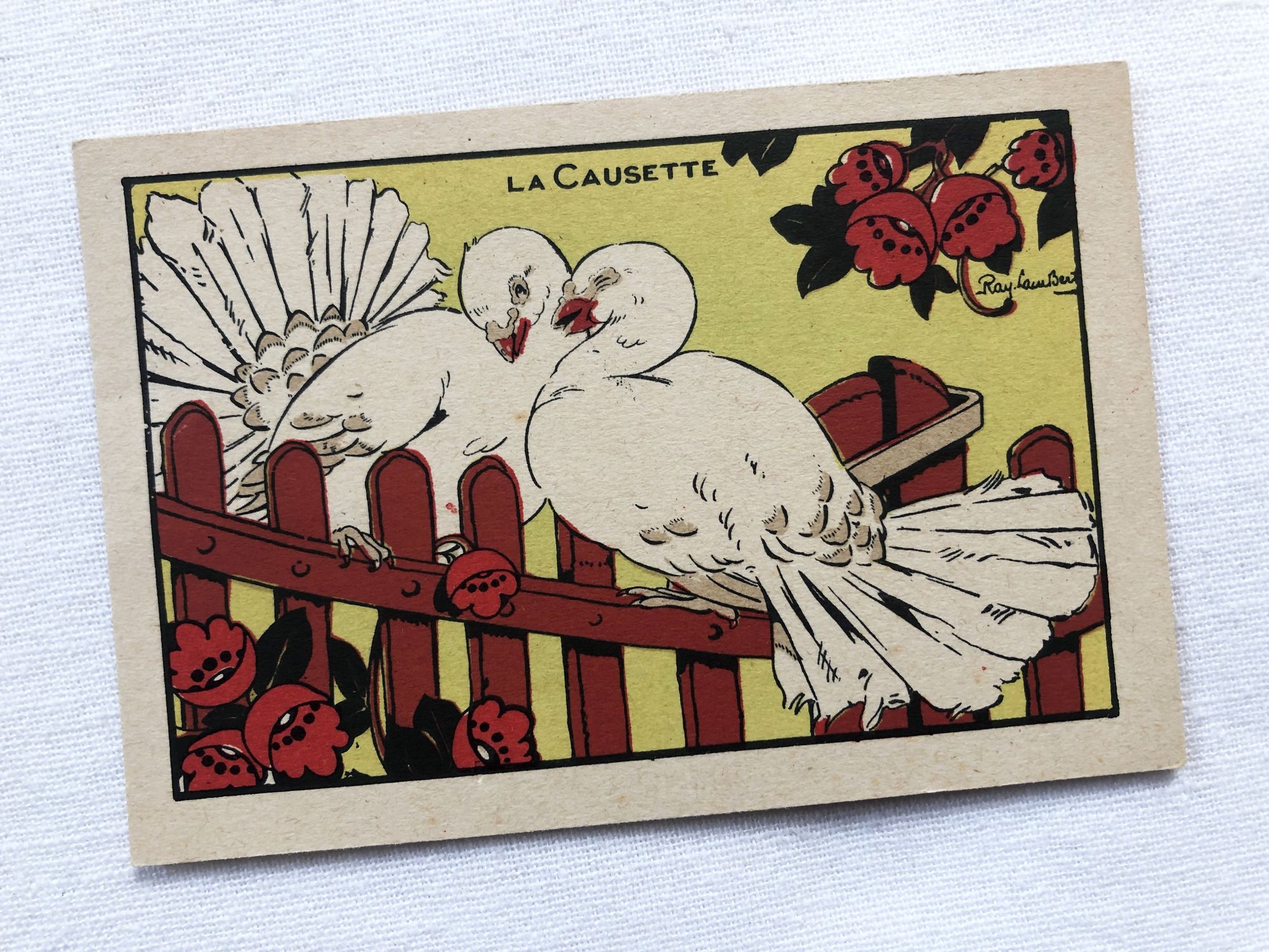 Vintage card for children by the French illustrator Ray-Lambert - "La causette""