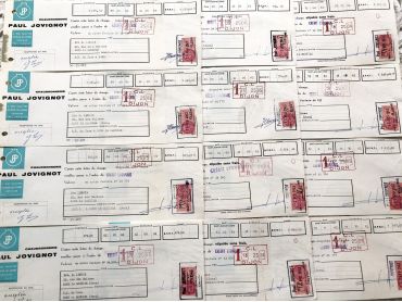 12 French bills of exchange of a boilermaker in eastern France from 1960s