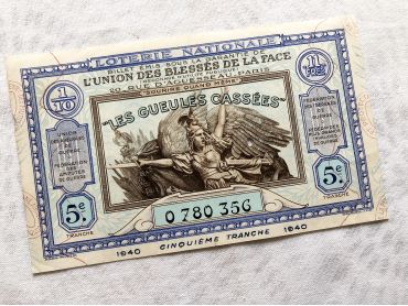 Huge French lottery tickets "Les gueules cassées" from 1940 and 1941