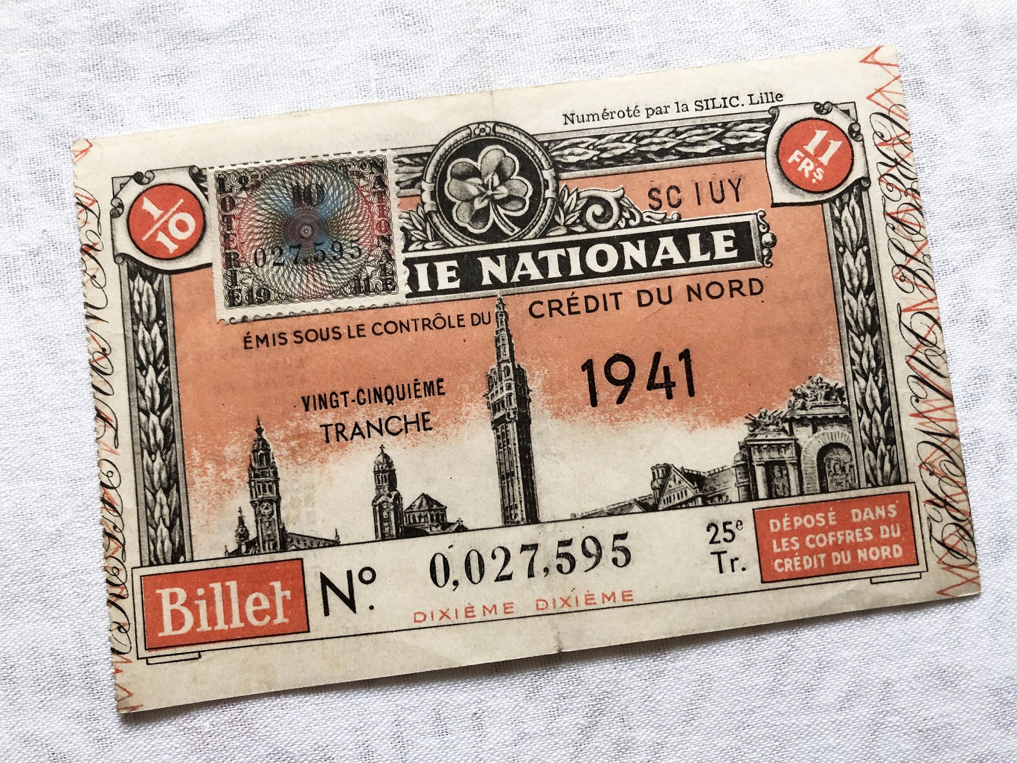 Huge French lottery tickets "Loterie Nationale" from 1941