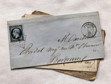 5 French envelopes from 1840s to 1870s from of different colors and sizes  without letters inside