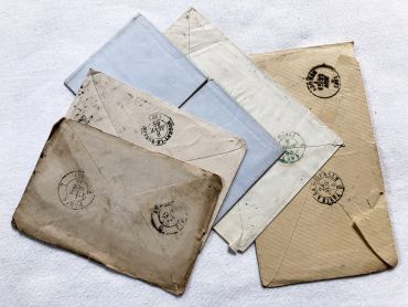 5 French envelopes from 1840s to 1870s from of different colors