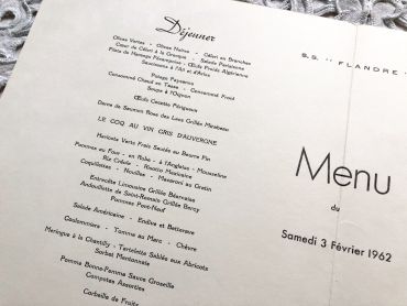 Large French liner menu with an incredible choice of dishes - Liner "Flandre" - Menu of February 3, 1962
