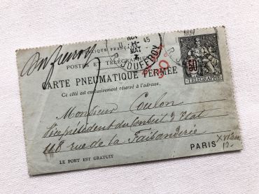 Telegram addressed in 1897 to Georges Coulon President of the French Council of State