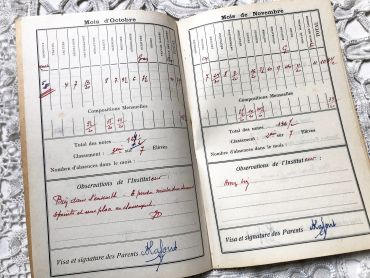 Correspondence book of a French young schoolgirl from the 1950s
