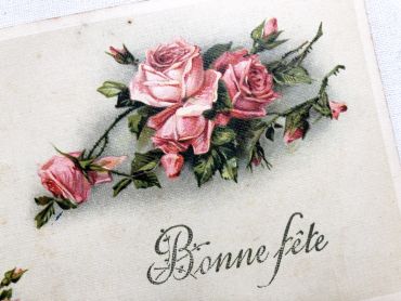 Vintage French postcard with some roses from 1940s