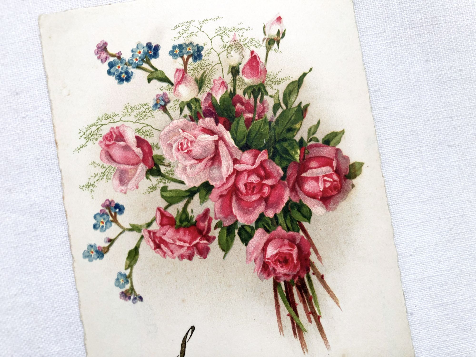 Vintage French postcard with some roses from 1940s