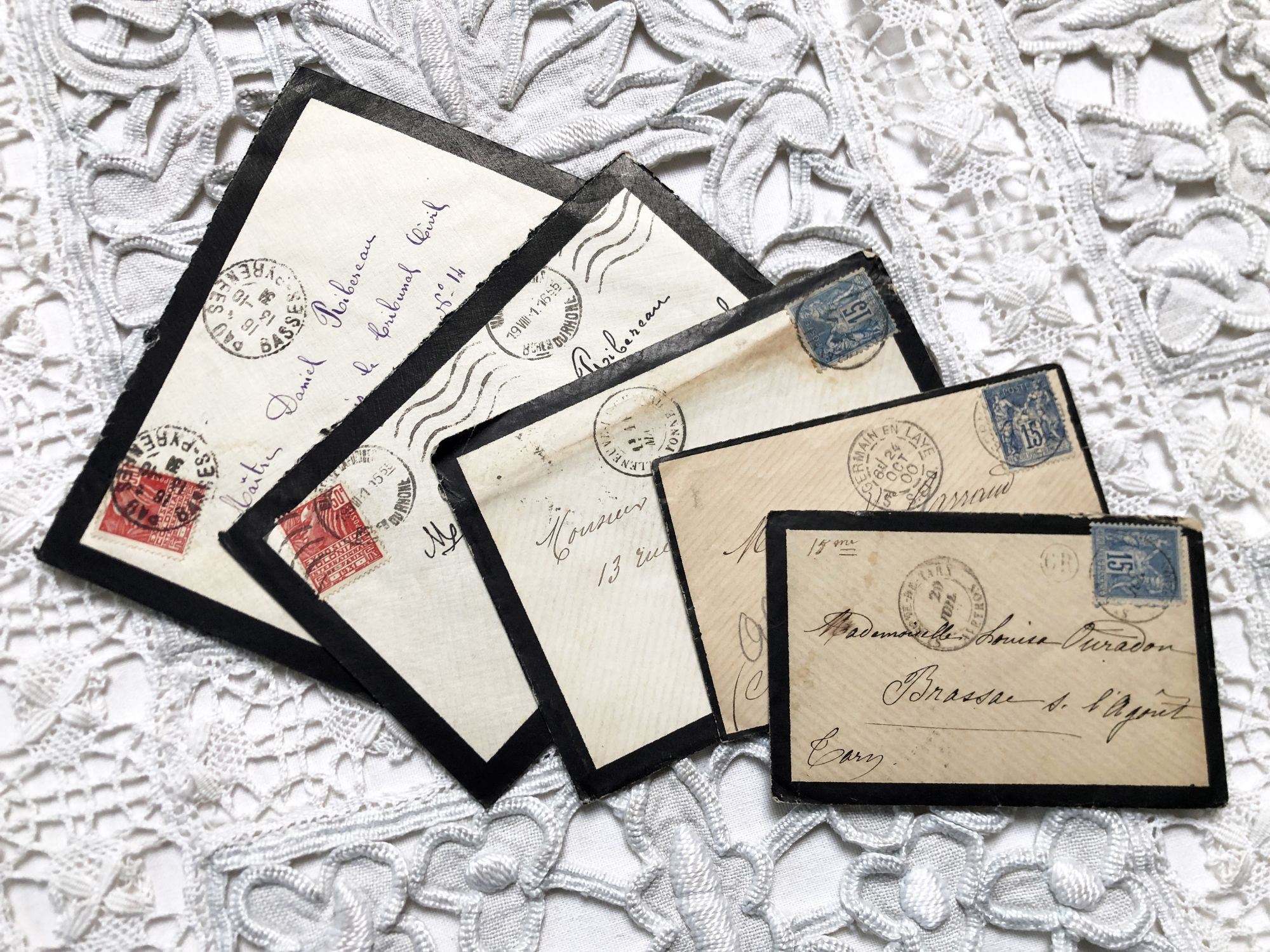 5 French envelopes from 1900s to 1930s