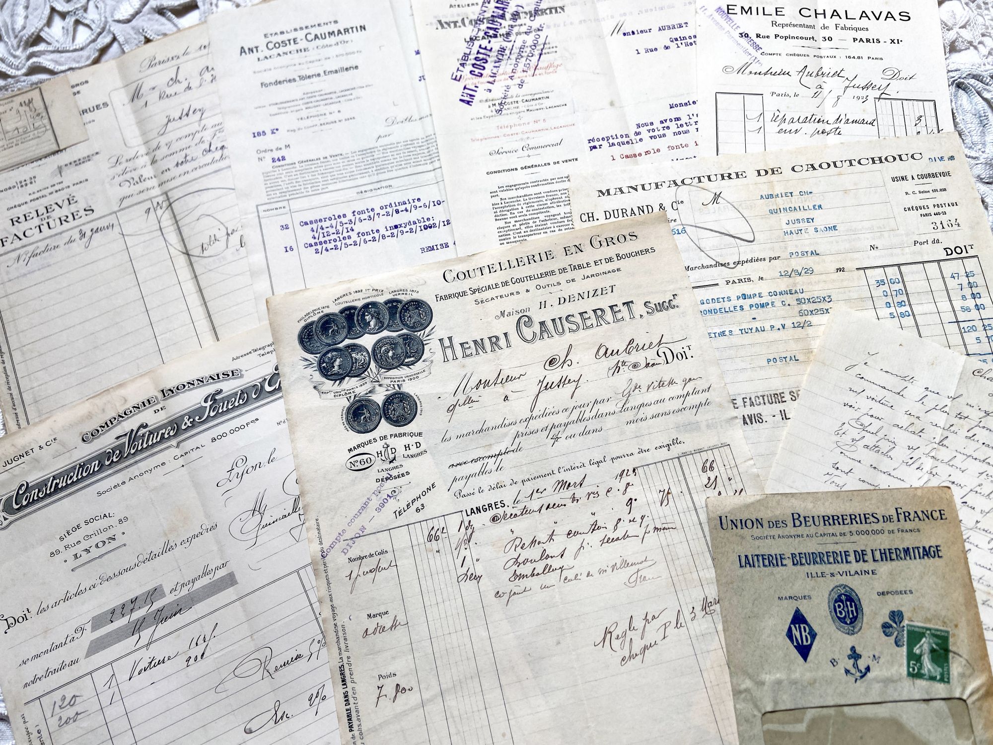1920s - 1940s - 10 French commercial documents
