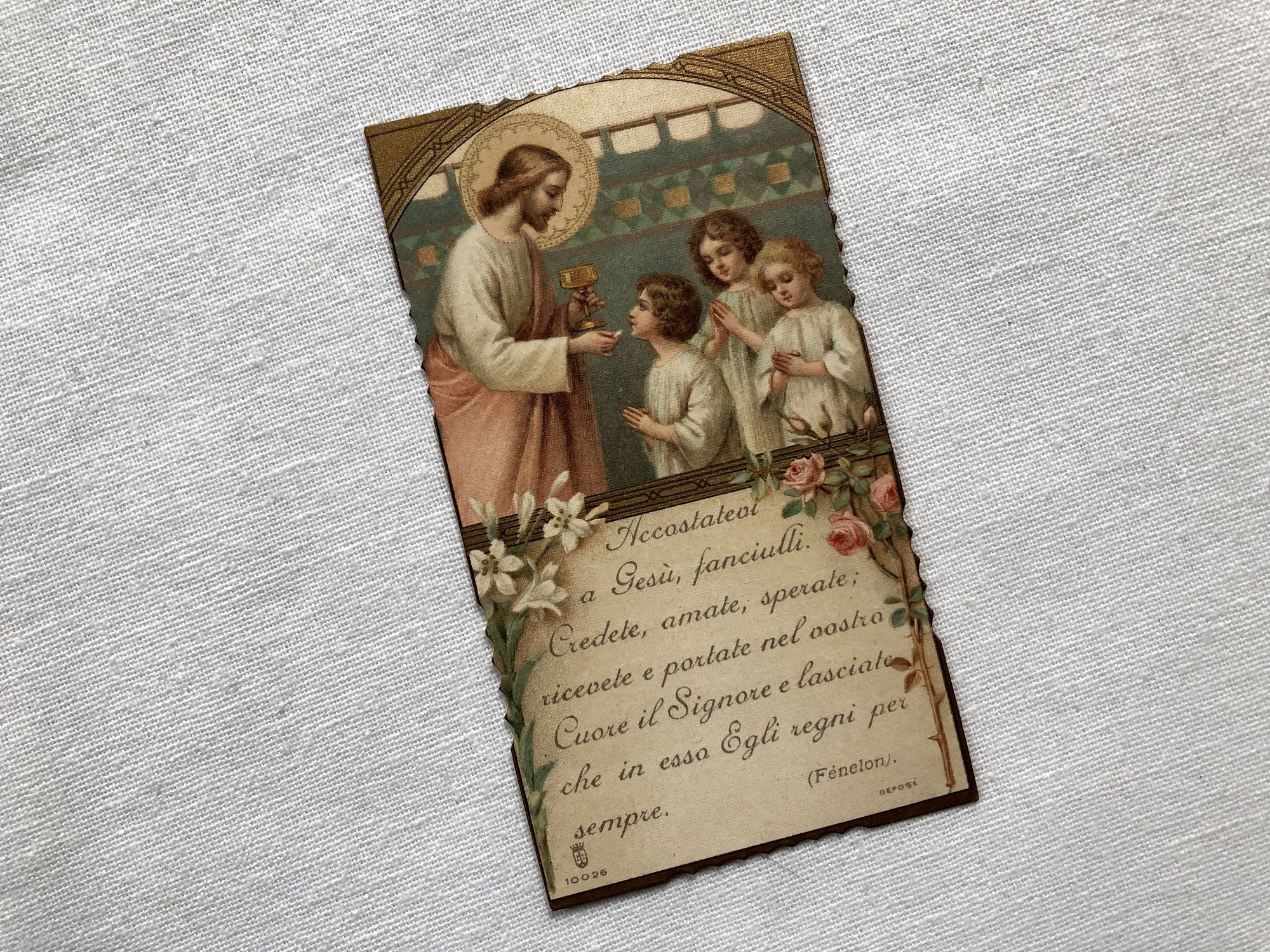 Beautiful Italian religious card - Card nicely cut from 1910s