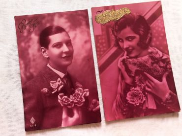 Two very beautiful portraits of young girls - French postcards - 1920s