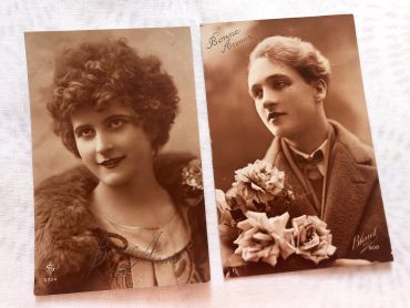 Two very beautiful portraits of young girls - French postcards - 1920s