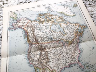 Huge vintage map of North America from a French atlas of the 1910s
