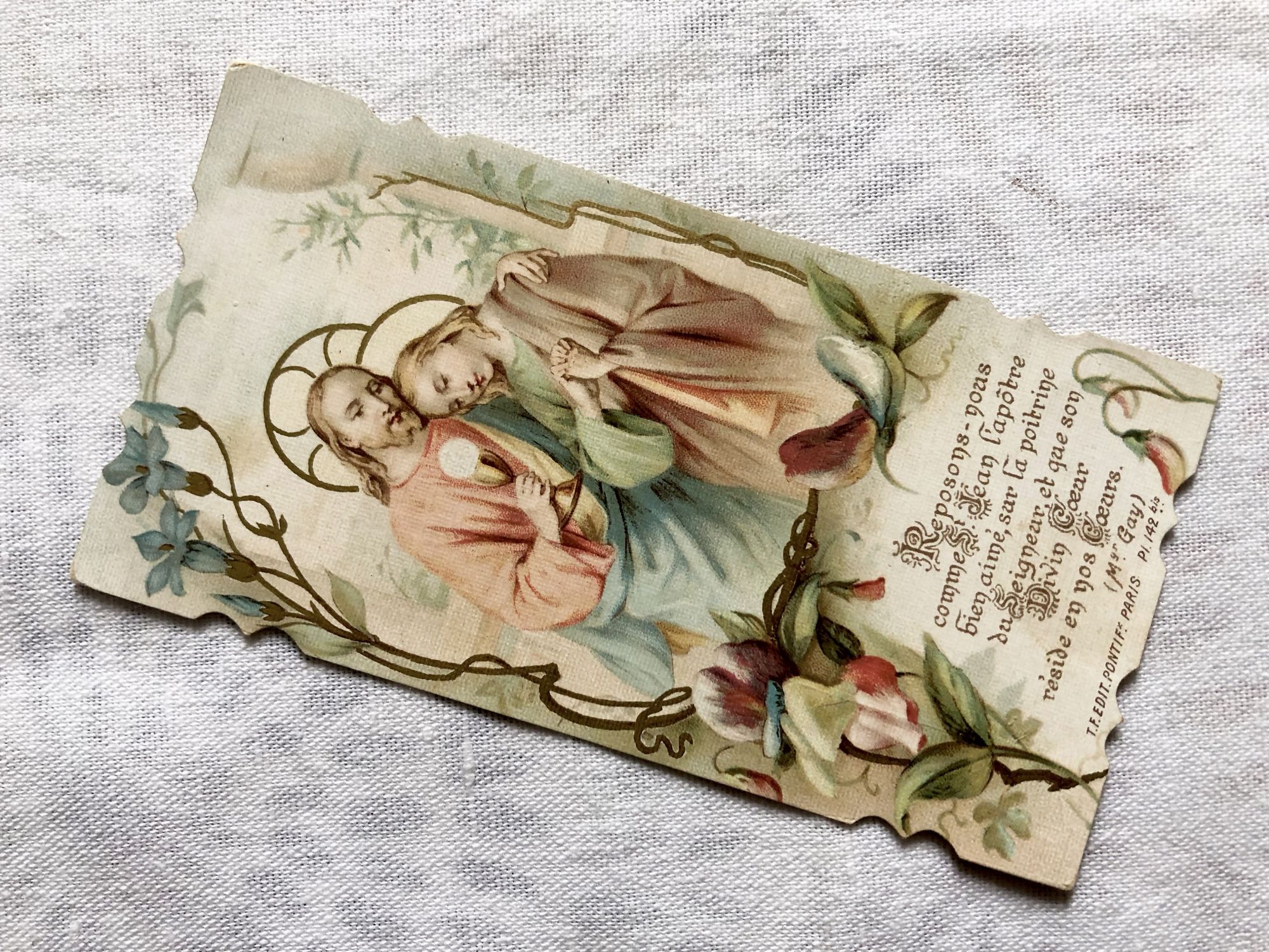 French religious card - First communion card from 1920s