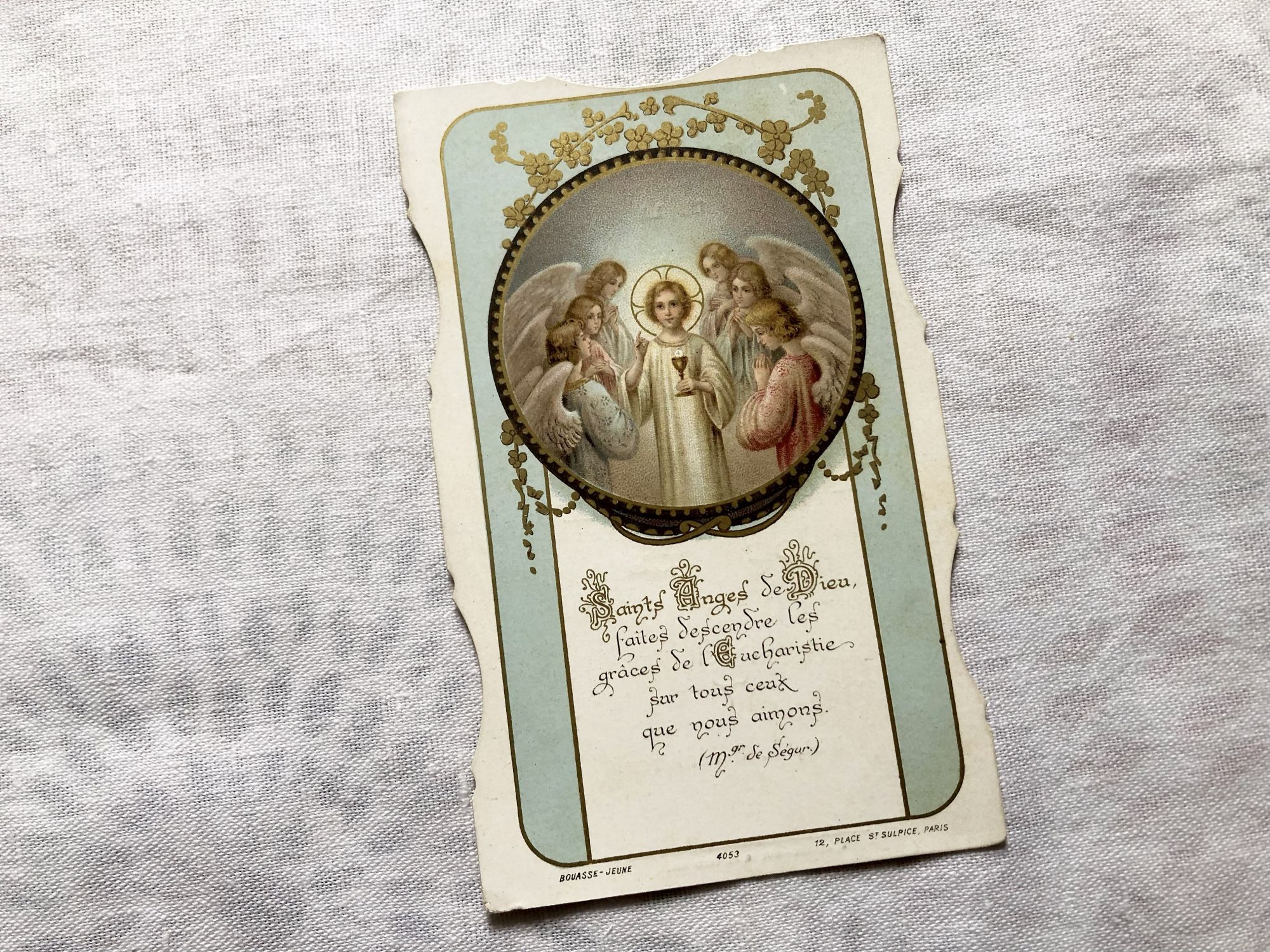 French religious card - First communion card from 1910s French religious card - First communion card from 1910s