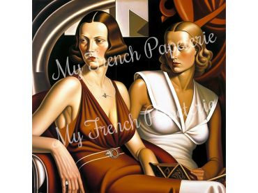 Painting of women in the style of Tamara de Lempicka