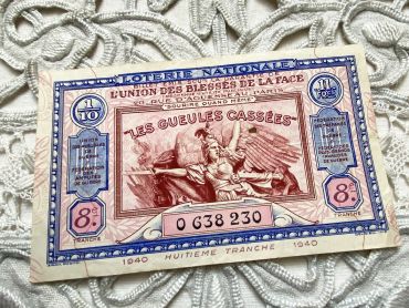 Huge French lottery ticket "Les gueules cassées" from 1940