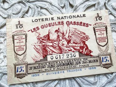 Huge French lottery ticket "Les gueules cassées" from 1939