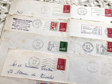 5 French envelopes from 1840s to 1870s from of different colors and sizes  without letters inside