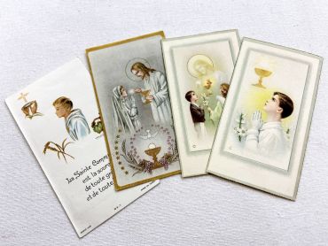 4 French religious cards - First communion cards from 1950s and 1960s
