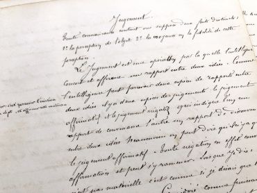 5 pages of philosophy course in French with beautiful writing - 1860s