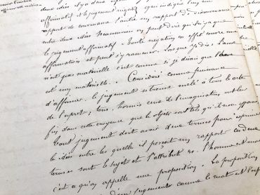 5 pages of philosophy course in French with beautiful writing - 1860s