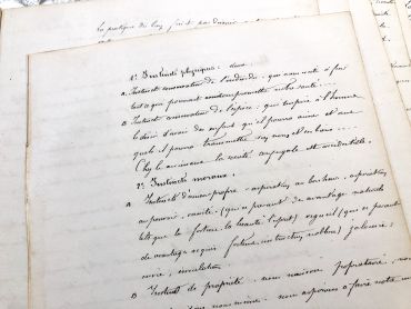 5 pages of philosophy course in French with beautiful writing - 1860s