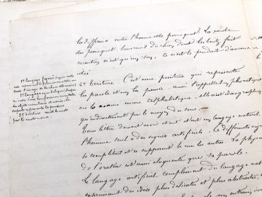 5 pages of philosophy course in French with beautiful writing - 1860s