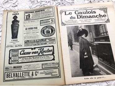 French weekly newspaper "Le Gaulois du Dimanche" of March 1909 with engravings, photos, advertising, music sheet, articles, etc.