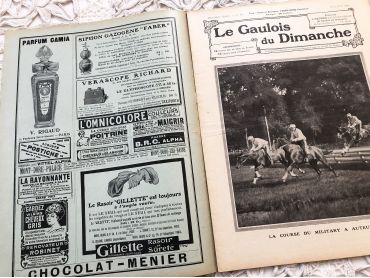 French weekly newspaper "Le Gaulois du Dimanche" of June 1909 with engravings, photos, advertising, music sheet, articles, etc.