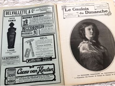 French weekly newspaper "Le Gaulois du Dimanche" of May 1909 with engravings, photos, advertising, music sheet, articles, etc.