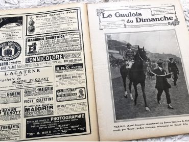 French weekly newspaper "Le Gaulois du Dimanche" of July 1909 with engravings, photos, advertising, music sheet, articles, etc.