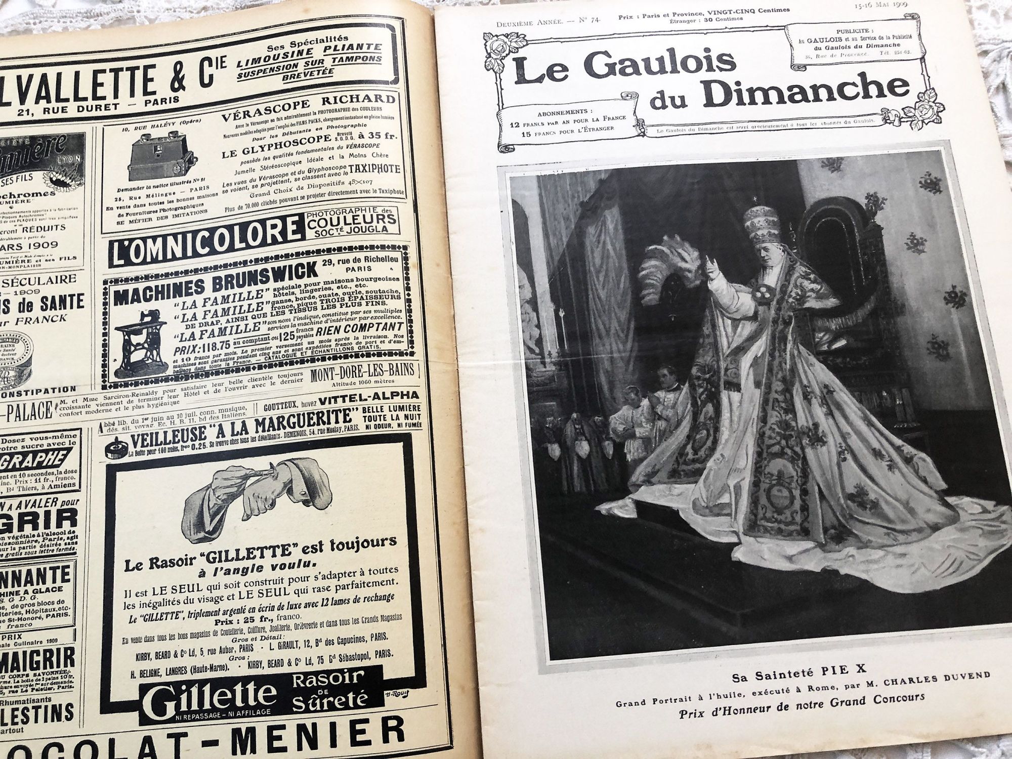 French weekly newspaper "Le Gaulois du Dimanche" of  May 1909 with engravings, photos, advertising, music sheet, articles, etc.