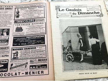 French weekly newspaper "Le Gaulois du Dimanche" of July 1909 with engravings, photos, advertising, music sheet, articles, etc.