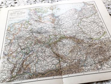 Huge vintage map of Germany from a French atlas of the 1910s