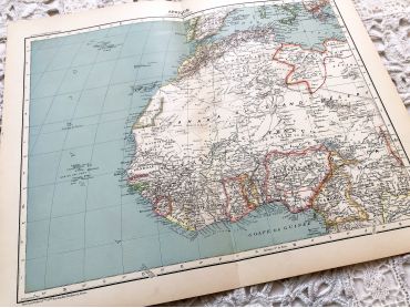 Large vintage map of North West Africa from a French atlas of the 1910s