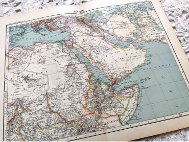 Large vintage map of North East Africa from a French atlas of the 1910s