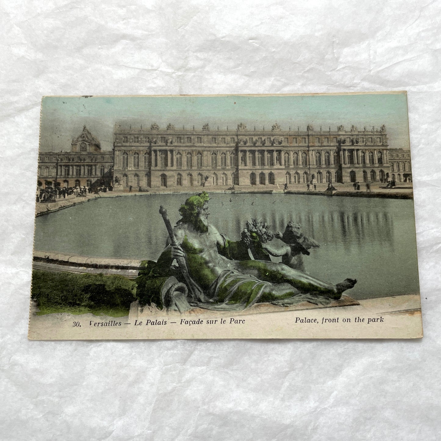 1910s French postcards lot featuring Versailles Palace, Petit Trianon, and grand fountains like Latona and Apollo's Basin.