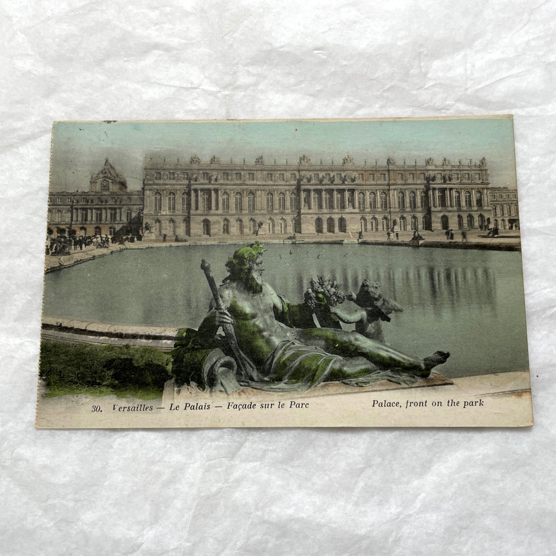 1910s French postcards lot featuring Versailles Palace, Petit Trianon, and grand fountains like Latona and Apollo's Basin.