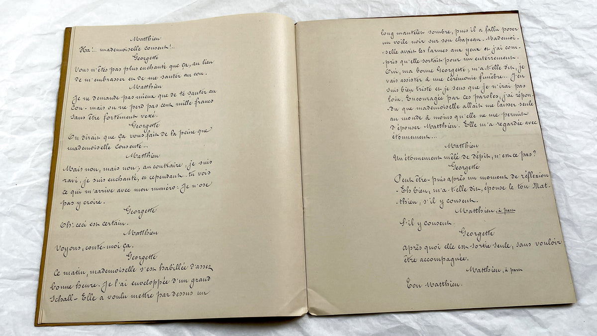 Late 19th - 28 Pages Handwritten French Theatrical Play Script Manuscript - Vintage Drama Performance Copy - Document from Parisan Publisher