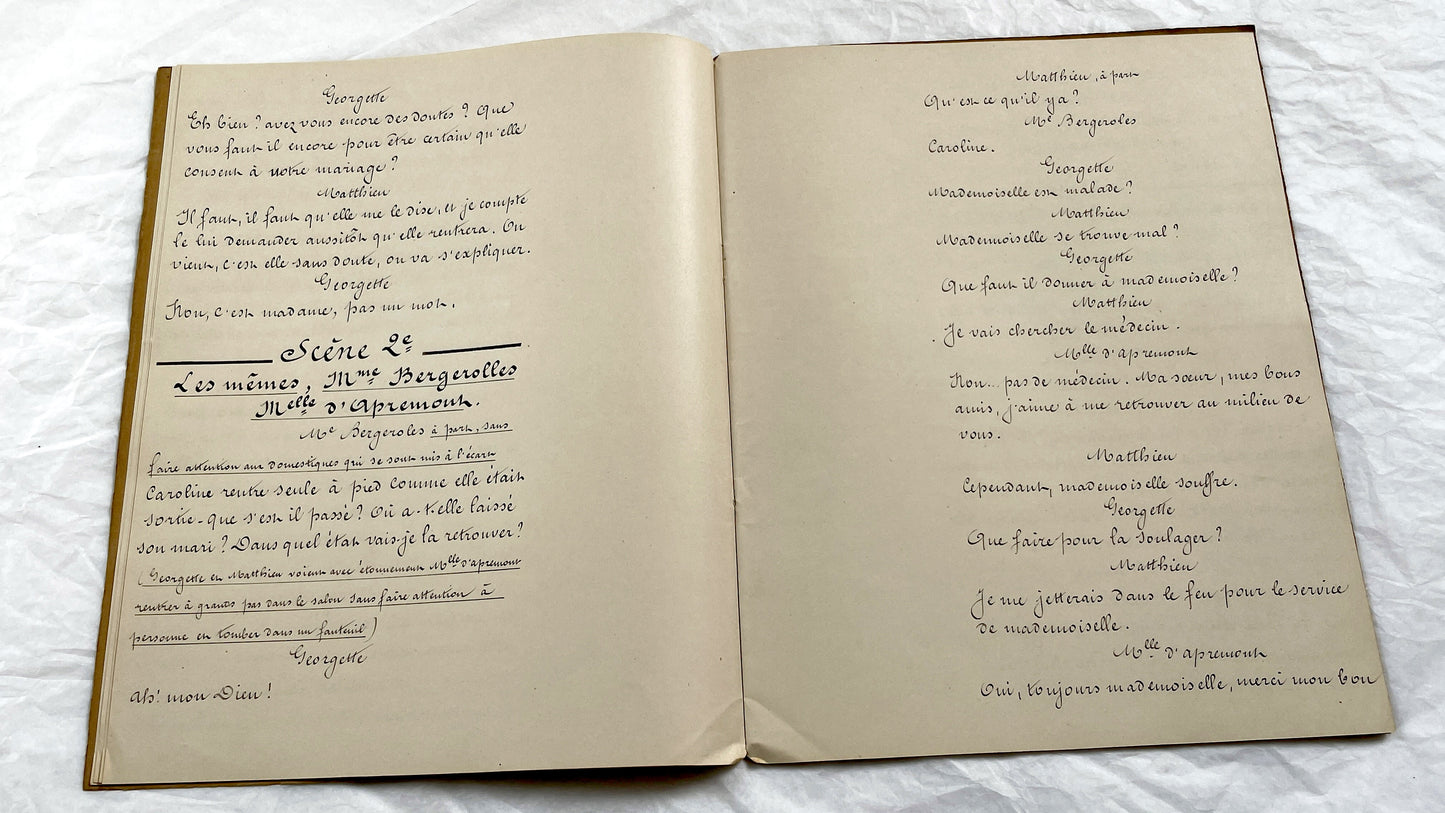 Late 19th - 28 Pages Handwritten French Theatrical Play Script Manuscript - Vintage Drama Performance Copy - Document from Parisan Publisher