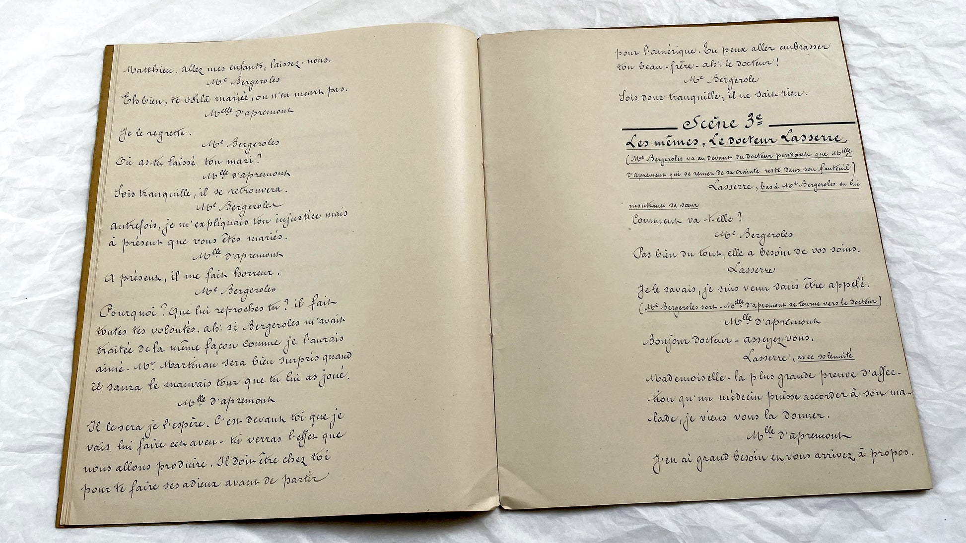 Late 19th - 28 Pages Handwritten French Theatrical Play Script Manuscript - Vintage Drama Performance Copy - Document from Parisan Publisher