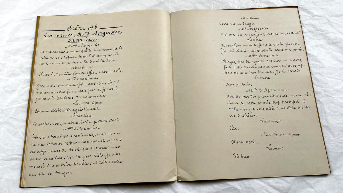 Late 19th - 28 Pages Handwritten French Theatrical Play Script Manuscript - Vintage Drama Performance Copy - Document from Parisan Publisher