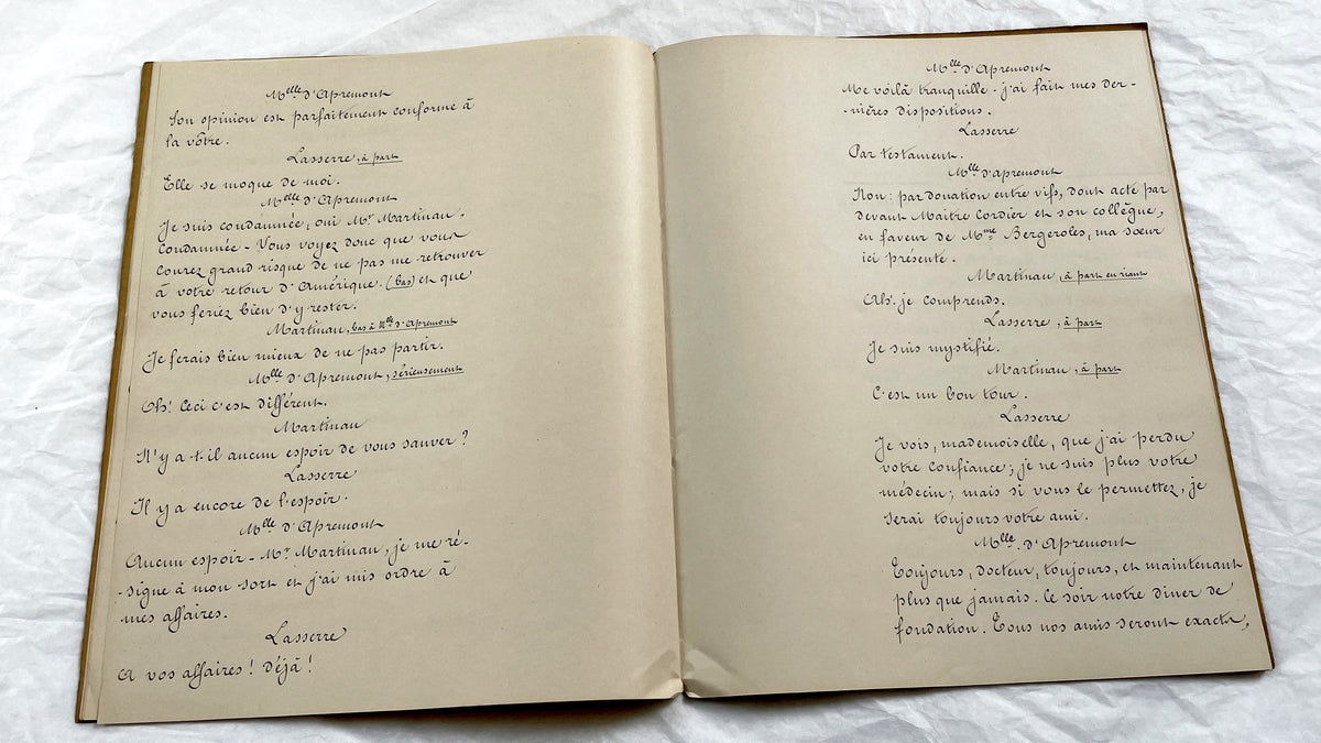 Late 19th - 28 Pages Handwritten French Theatrical Play Script Manuscript - Vintage Drama Performance Copy - Document from Parisan Publisher